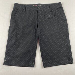 Volcom Bermuda Shorts Women’s 3 Poly Cotton Black W/Blue Stars Cuffed Legs